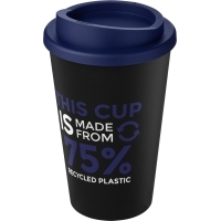 Americano® Eco 350 ml recycled tumbler - Solid black / Blue