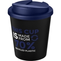 Americano® Espresso Eco 250 ml recycled tumbler with spill-proof lid - Solid black / Blue